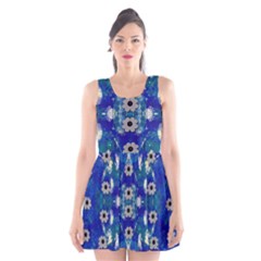 Oilpainting Blue Flowers In The Peaceful Night Scoop Neck Skater Dress by pepitasart