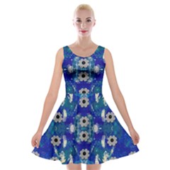 Oilpainting Blue Flowers In The Peaceful Night Velvet Skater Dress