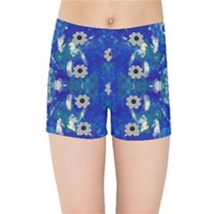 Oilpainting Blue Flowers In The Peaceful Night Kids  Sports Shorts by pepitasart