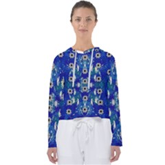 Oilpainting Blue Flowers In The Peaceful Night Women s Slouchy Sweat