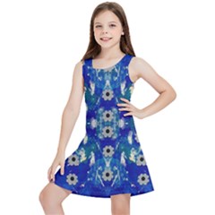 Oilpainting Blue Flowers In The Peaceful Night Kids  Lightweight Sleeveless Dress by pepitasart