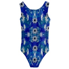 Oilpainting Blue Flowers In The Peaceful Night Kids  Cut-out Back One Piece Swimsuit by pepitasart