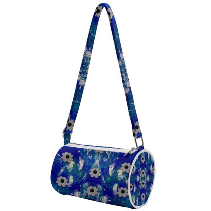 Oilpainting Blue Flowers In The Peaceful Night Mini Cylinder Bag