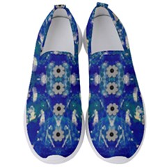 Oilpainting Blue Flowers In The Peaceful Night Men s Slip On Sneakers by pepitasart