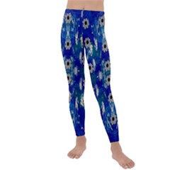 Oilpainting Blue Flowers In The Peaceful Night Kids  Lightweight Velour Leggings by pepitasart