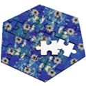 Oilpainting Blue Flowers In The Peaceful Night Wooden Puzzle Hexagon View2