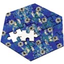 Oilpainting Blue Flowers In The Peaceful Night Wooden Puzzle Hexagon View3