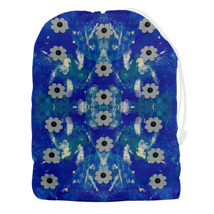 Oilpainting Blue Flowers In The Peaceful Night Drawstring Pouch (3XL)