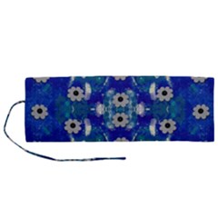 Oilpainting Blue Flowers In The Peaceful Night Roll Up Canvas Pencil Holder (m) by pepitasart