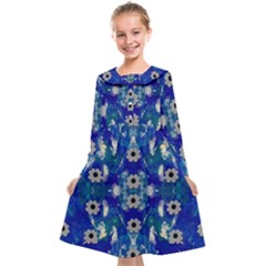 Oilpainting Blue Flowers In The Peaceful Night Kids  Midi Sailor Dress by pepitasart