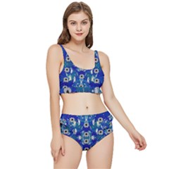 Oilpainting Blue Flowers In The Peaceful Night Frilly Bikini Set by pepitasart