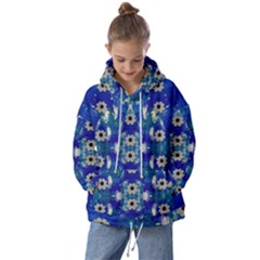 Oilpainting Blue Flowers In The Peaceful Night Kids  Oversized Hoodie