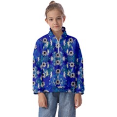 Oilpainting Blue Flowers In The Peaceful Night Kids  Half Zip Hoodie