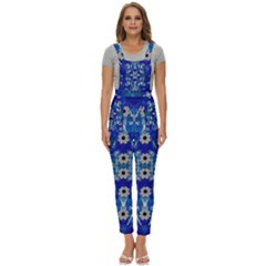 Oilpainting Blue Flowers In The Peaceful Night Women s Pinafore Overalls Jumpsuit by pepitasart