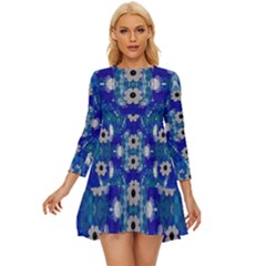 Oilpainting Blue Flowers In The Peaceful Night Long Sleeve Babydoll Dress by pepitasart