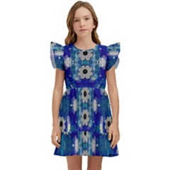 Oilpainting Blue Flowers In The Peaceful Night Kids  Winged Sleeve Dress by pepitasart