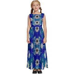 Oilpainting Blue Flowers In The Peaceful Night Kids  Satin Sleeveless Maxi Dress by pepitasart