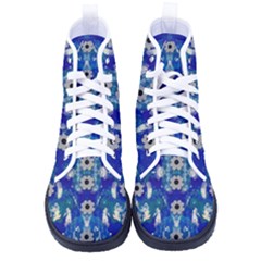 Oilpainting Blue Flowers In The Peaceful Night Women s High-top Canvas Sneakers by pepitasart