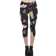 Cute-girl-things-seamless-background Capri Leggings  by pakminggu