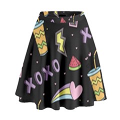 Cute-girl-things-seamless-background High Waist Skirt by pakminggu