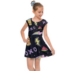 Cute-girl-things-seamless-background Kids  Cap Sleeve Dress by pakminggu