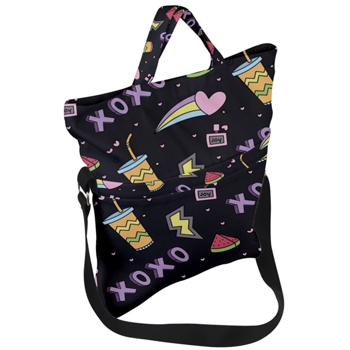 Cute-girl-things-seamless-background Fold Over Handle Tote Bag