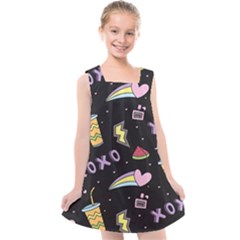 Cute-girl-things-seamless-background Kids  Cross Back Dress by pakminggu