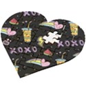 Cute-girl-things-seamless-background Wooden Puzzle Heart View2