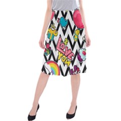 Vector-romantic-love-seamless-pattern Midi Beach Skirt by pakminggu