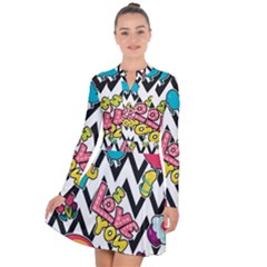 Vector-romantic-love-seamless-pattern Long Sleeve Panel Dress by pakminggu