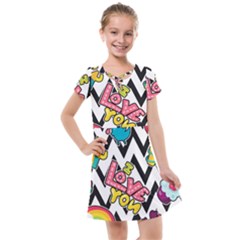 Vector-romantic-love-seamless-pattern Kids  Cross Web Dress by pakminggu