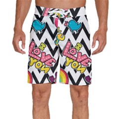 Vector-romantic-love-seamless-pattern Men s Beach Shorts