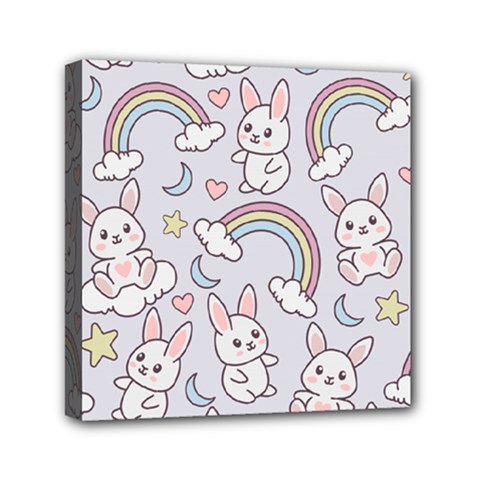 Seamless-pattern-with-cute-rabbit-character Mini Canvas 6  X 6  (stretched) by pakminggu