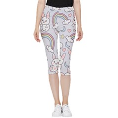 Seamless-pattern-with-cute-rabbit-character Inside Out Lightweight Velour Capri Leggings  by pakminggu