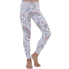 Seamless-pattern-with-cute-rabbit-character Kids  Lightweight Velour Classic Yoga Leggings by pakminggu