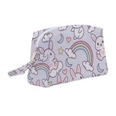 Seamless-pattern-with-cute-rabbit-character Wristlet Pouch Bag (medium) by pakminggu