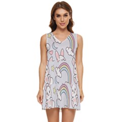 Seamless-pattern-with-cute-rabbit-character Tiered Sleeveless Mini Dress by pakminggu