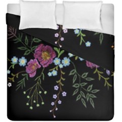 Embroidery-trend-floral-pattern-small-branches-herb-rose Duvet Cover Double Side (king Size) by pakminggu