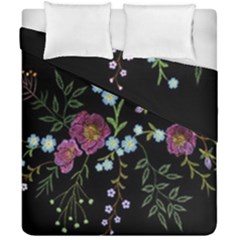 Embroidery-trend-floral-pattern-small-branches-herb-rose Duvet Cover Double Side (california King Size) by pakminggu