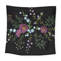 Embroidery-trend-floral-pattern-small-branches-herb-rose Square Tapestry (large) by pakminggu