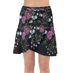 Embroidery-trend-floral-pattern-small-branches-herb-rose Wrap Front Skirt by pakminggu