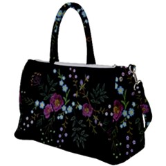 Embroidery-trend-floral-pattern-small-branches-herb-rose Duffel Travel Bag by pakminggu