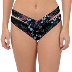 Embroidery-trend-floral-pattern-small-branches-herb-rose Double Strap Halter Bikini Bottoms by pakminggu