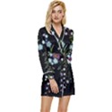 Embroidery-trend-floral-pattern-small-branches-herb-rose Long Sleeve Satin Robe View1