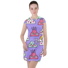 Cloud-seamless-pattern -- Drawstring Hooded Dress by pakminggu