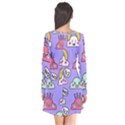 Cloud-seamless-pattern -- Long Sleeve V-neck Flare Dress View2