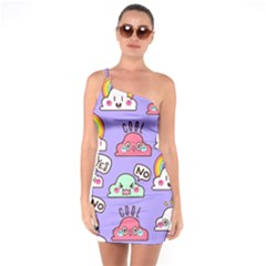 Cloud-seamless-pattern -- One Shoulder Ring Trim Bodycon Dress by pakminggu