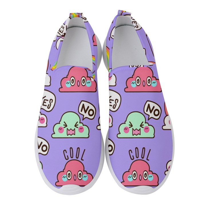 Cloud-seamless-pattern -- Women s Slip On Sneakers