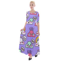 Cloud-seamless-pattern -- Half Sleeves Maxi Dress by pakminggu