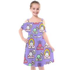 Cloud-seamless-pattern -- Kids  Cut Out Shoulders Chiffon Dress by pakminggu